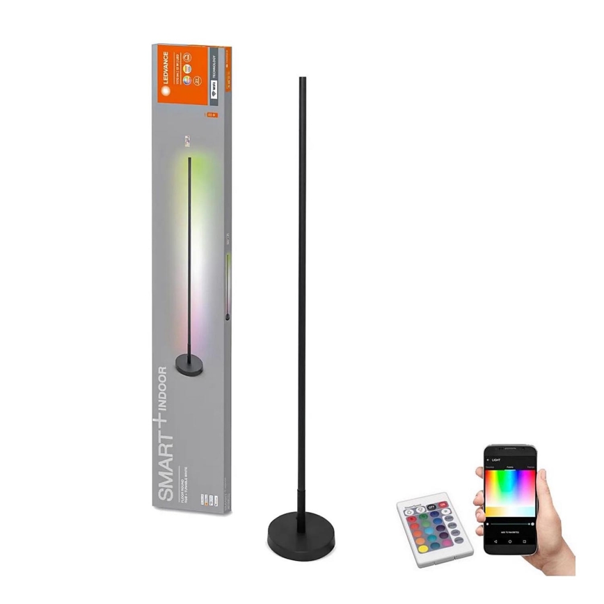 Ledvance - Candeeiro de chão LED RGBW com regulação SMART+ FLOOR LED/14W/230V 2700-6500K Wi-Fi preto + controlo remoto
