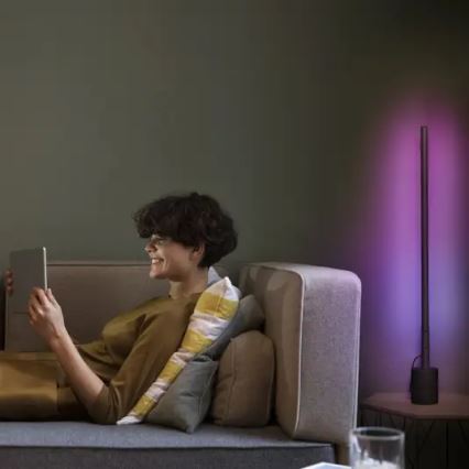 Ledvance - Candeeiro de chão LED RGBW com regulação SMART+ FLOOR LED/8W/230V 2700-6500K Wi-Fi preto + controlo remoto