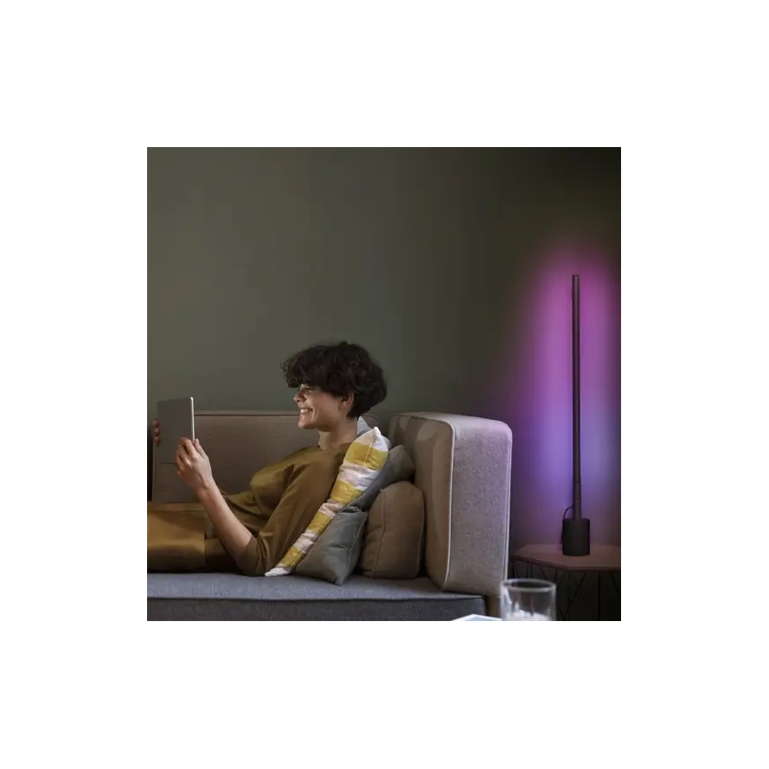 Ledvance - Candeeiro de chão LED RGBW com regulação SMART+ FLOOR LED/8W/230V 2700-6500K Wi-Fi preto + controlo remoto