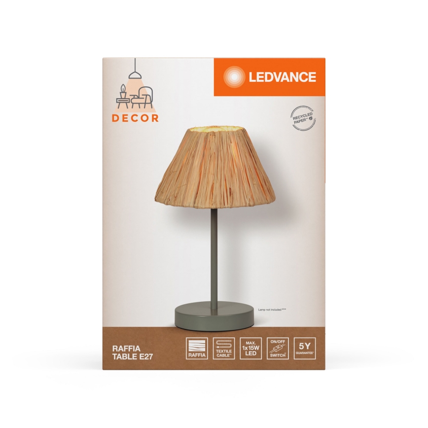 Ledvance - Candeeiro de mesa DECOR RAFFIA 1xE27/15W/230V bastão de ráfia