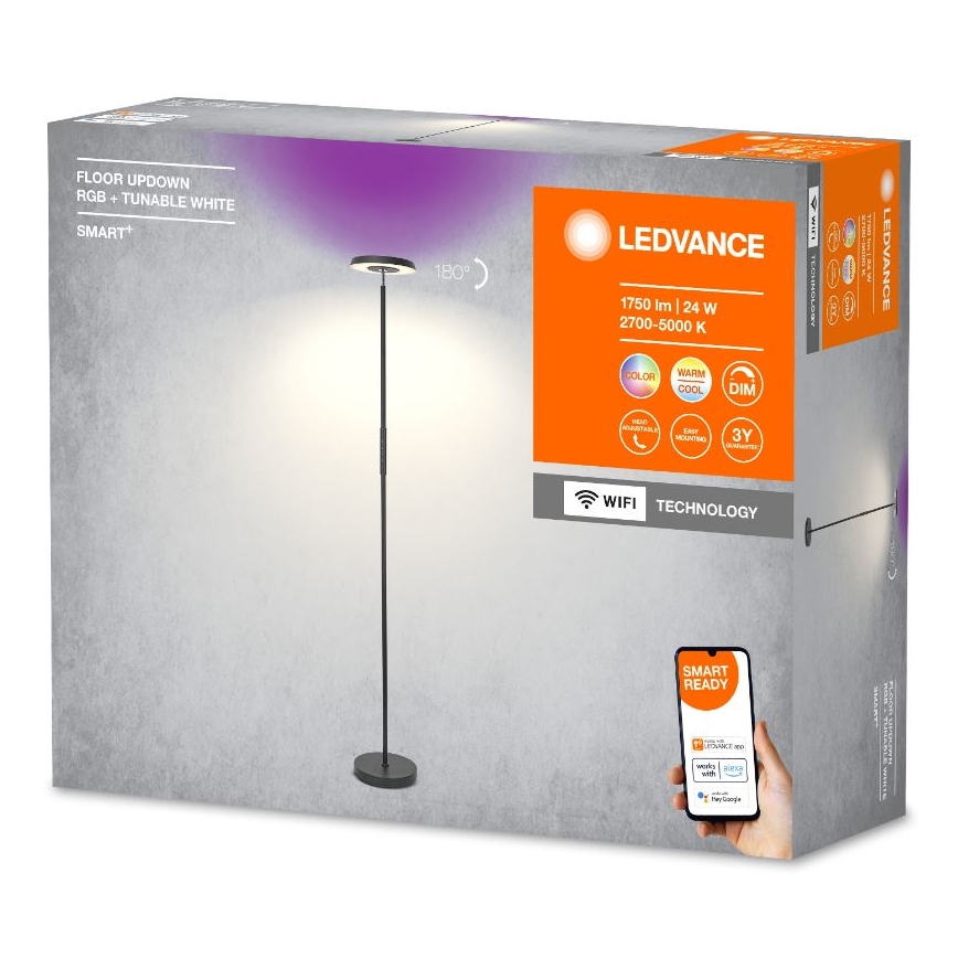 Ledvance - Candeeiro de pé LED RGBW dimerizável SMART+ FLOOR LED/24W/230V 2700-5000K Wi-Fi