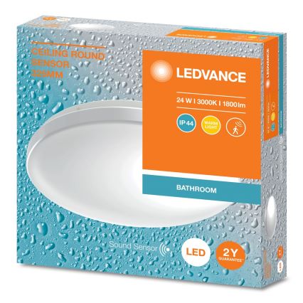 Ledvance - Luminária de teto LED para casa de banho com sensor de crepúsculo CEILING ROUND LED/24W/230V IP44