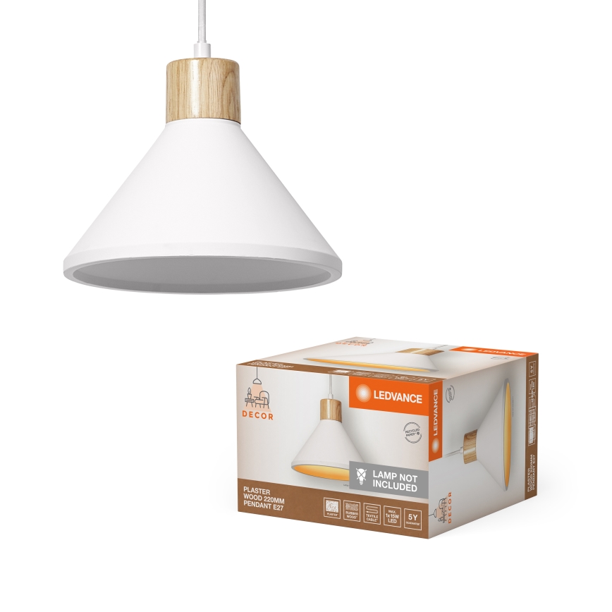 Ledvance - Candeeiro suspenso DECOR PLASTER 1xE27/25W/230V diâmetro 22 cm gesso branco