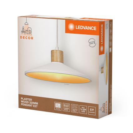 Ledvance - Candeeiro suspenso DECOR PLASTER 1xE27/25W/230V diâmetro 32 cm gesso branco