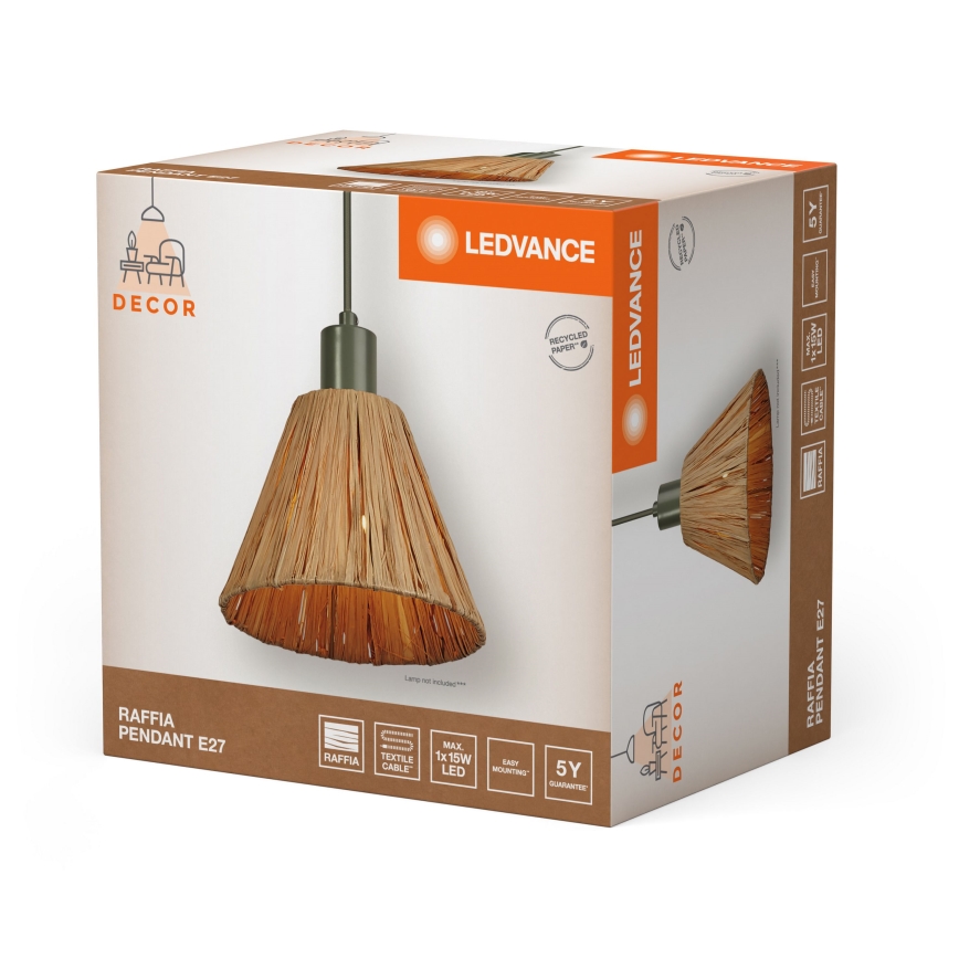Ledvance - Candeeiro suspenso DECOR RAFFIA 1xE27/15W/230V