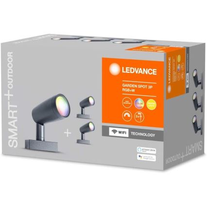 Ledvance - CONJUNTO 3x Candeeiro exterior LED RGBW SMART+ SPOT 3xLED/4,5W/230V IP65 Wi-Fi