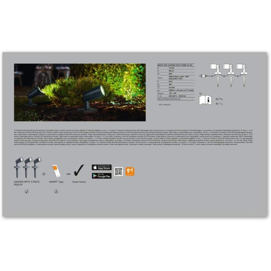 Ledvance - CONJUNTO 3x Candeeiro exterior LED RGBW SMART+ SPOT 3xLED/4,5W/230V IP65 Wi-Fi