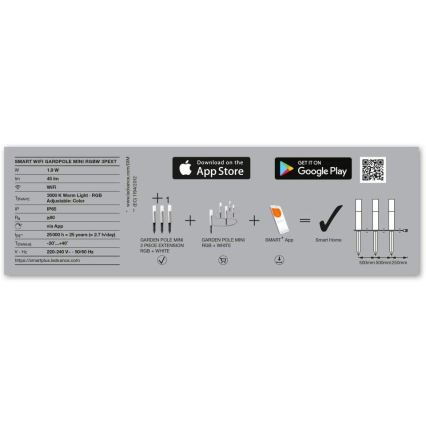 Ledvance - CONJUNTO de extensão 3x Candeeiro exterior LED RGBW SMART+ MINI 3xLED/1,9W/230V IP44 Wi-Fi