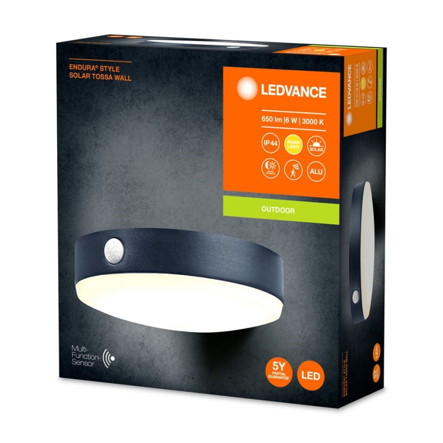 Ledvance - Luminária de parede solar LED com sensor de movimento e crepúsculo ENDURA STYLE LED/6W/3,7V 1420 mAh IP44