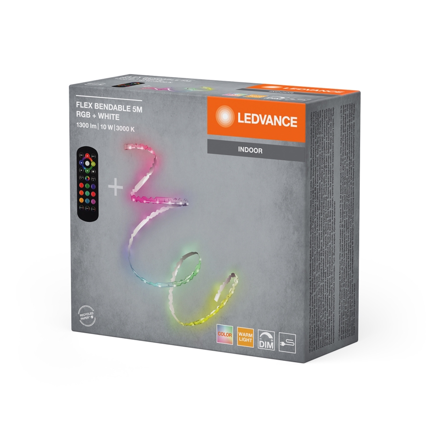 Ledvance - Fita LED RGB dimerizável FLEX 5m LED/10W/230V + comando à distância