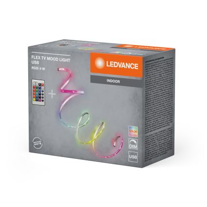 Ledvance - Fita LED RGB dimerizável FLEX TV MOOD 1m LED/4W/5V + controlo remoto