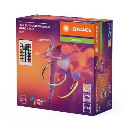 Ledvance - Tira solar LED RGB regulável FLEX MAGIC 5 m LED/1,6W/3,7V 2000 mAh IP44 + comando remoto