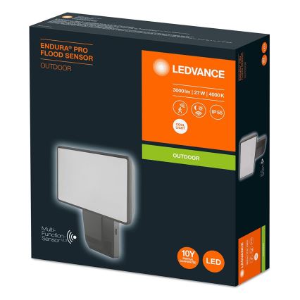 Ledvance - Holofote de parede exterior LED com sensor  FLOOD LED/27W/230V IP55