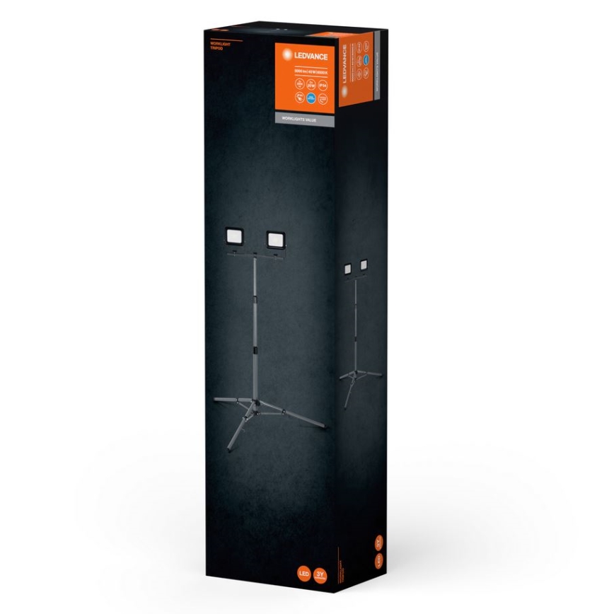 Ledvance - Holofote exterior LED com um suporte WORKLIGHT TRIPOD 2xLED/20W/230V 6500K IP65