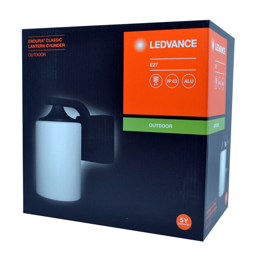 Ledvance - Iluminação de parede exterior CYLINDER 1xE27/60W/230V IP43 preta