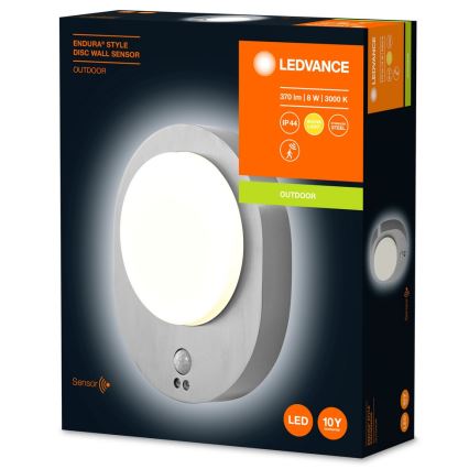 Ledvance - Iluminação de parede exterior LED com sensor DISC LED/8W/230V IP44