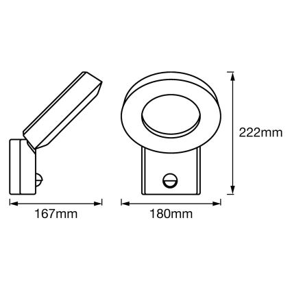 Ledvance - Iluminação de parede exterior LED com sensor LOOP 1xLED/12W/230V IP44