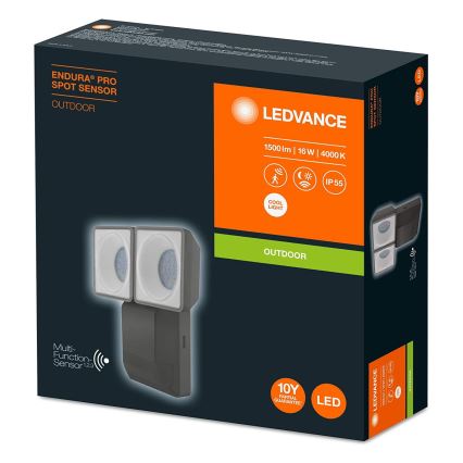 Ledvance - Iluminação de parede exterior LED com sensor SPOT 2xLED/8W/230V IP55