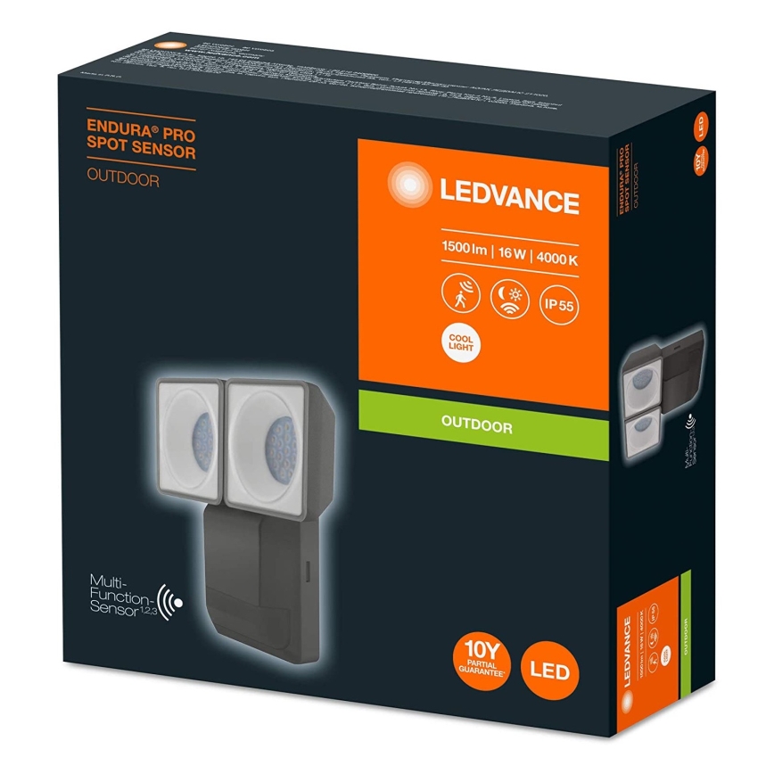 Ledvance - Iluminação de parede exterior LED com sensor SPOT 2xLED/8W/230V IP55