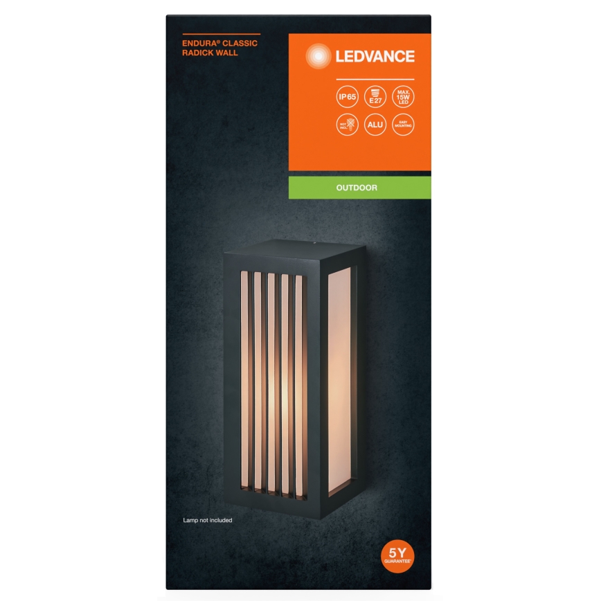 Ledvance - Iluminação de parede exterior RADICK  1xE27/18W/230V IP65