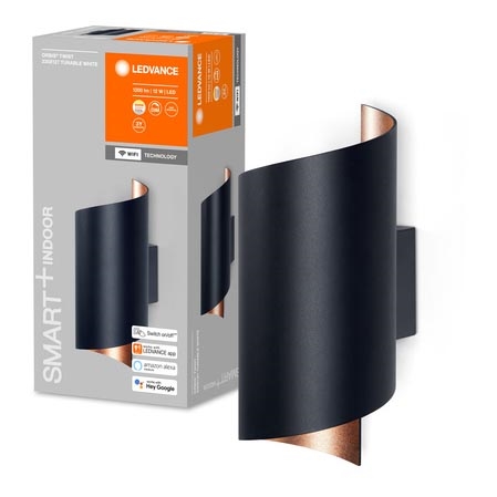 Ledvance - Iluminação de parede LED com regulação SMART+ TWIST LED/12W/230V 3000-6500K Wi-Fi black