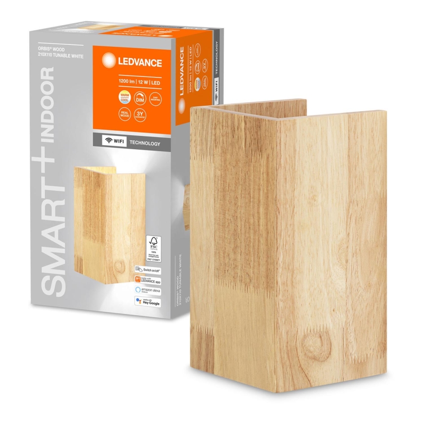 Ledvance - Iluminação de parede LED com regulação SMART+ WOOD LED/12W/230V 3000-6500K Wi-Fi