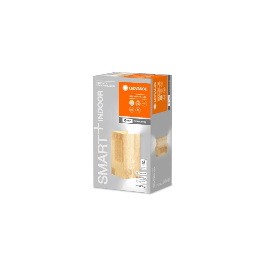Ledvance - Iluminação de parede LED com regulação SMART+ WOOD LED/12W/230V 3000-6500K Wi-Fi