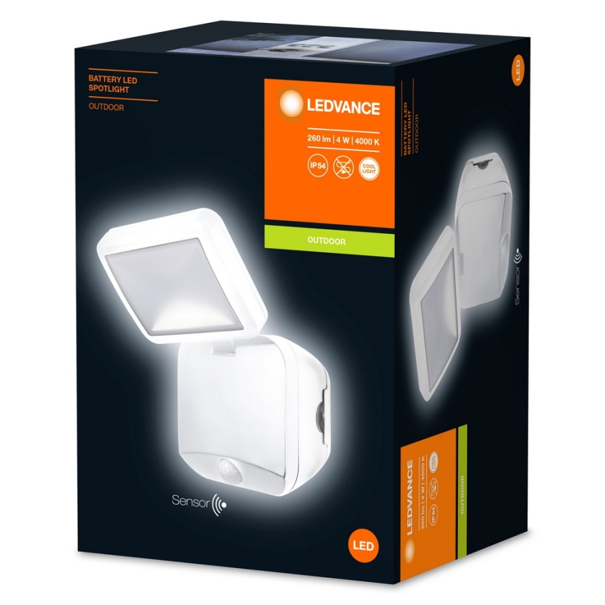 Ledvance - Iluminação de parede LED exterior com sensor BATTERY LED/4W/4xD IP54