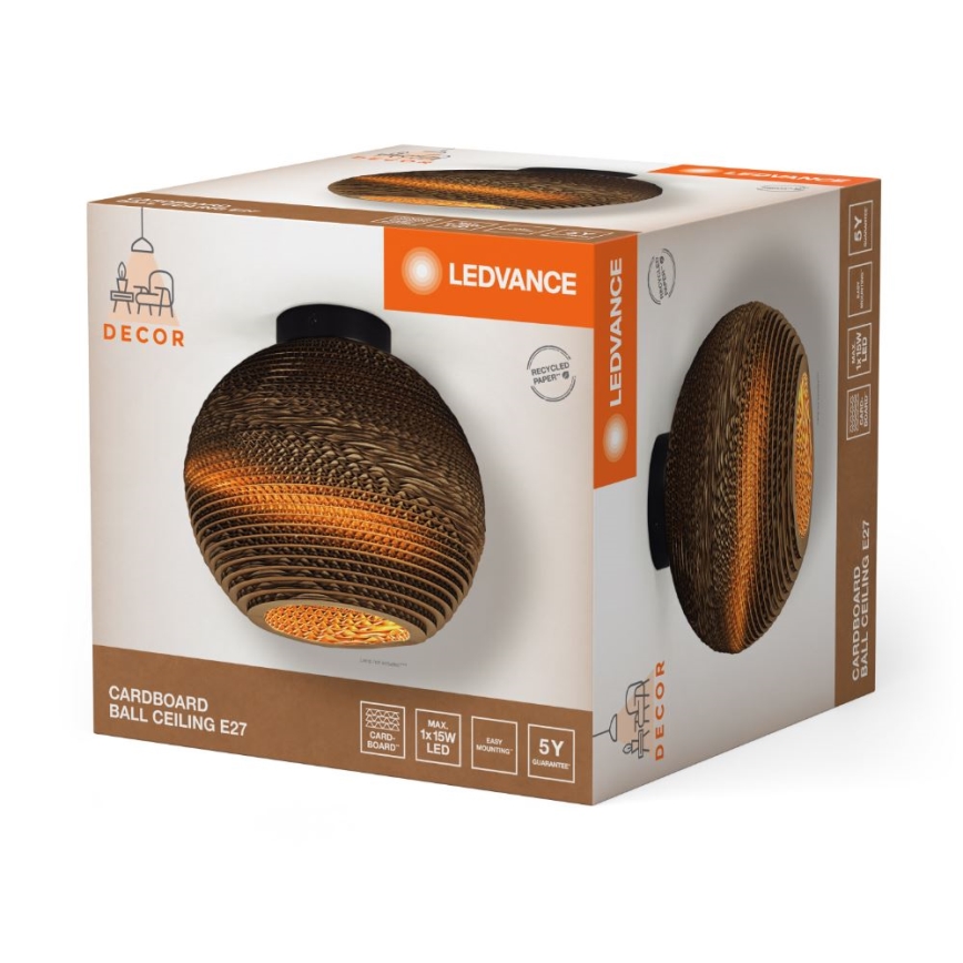 Ledvance - Iluminação de teto DECOR CARDBOARD 1xE27/15W/230V diâmetro 26 cm