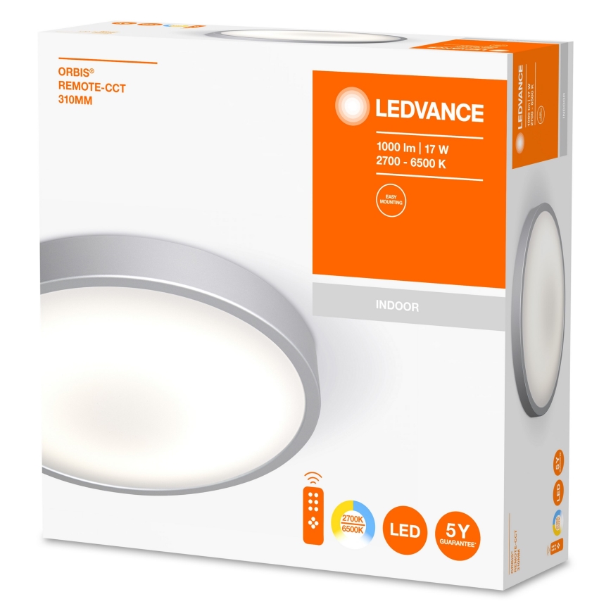 Ledvance - Iluminação de teto LED com regulação ORBIS LED/17W/230V 2700-6500 + controlo remoto