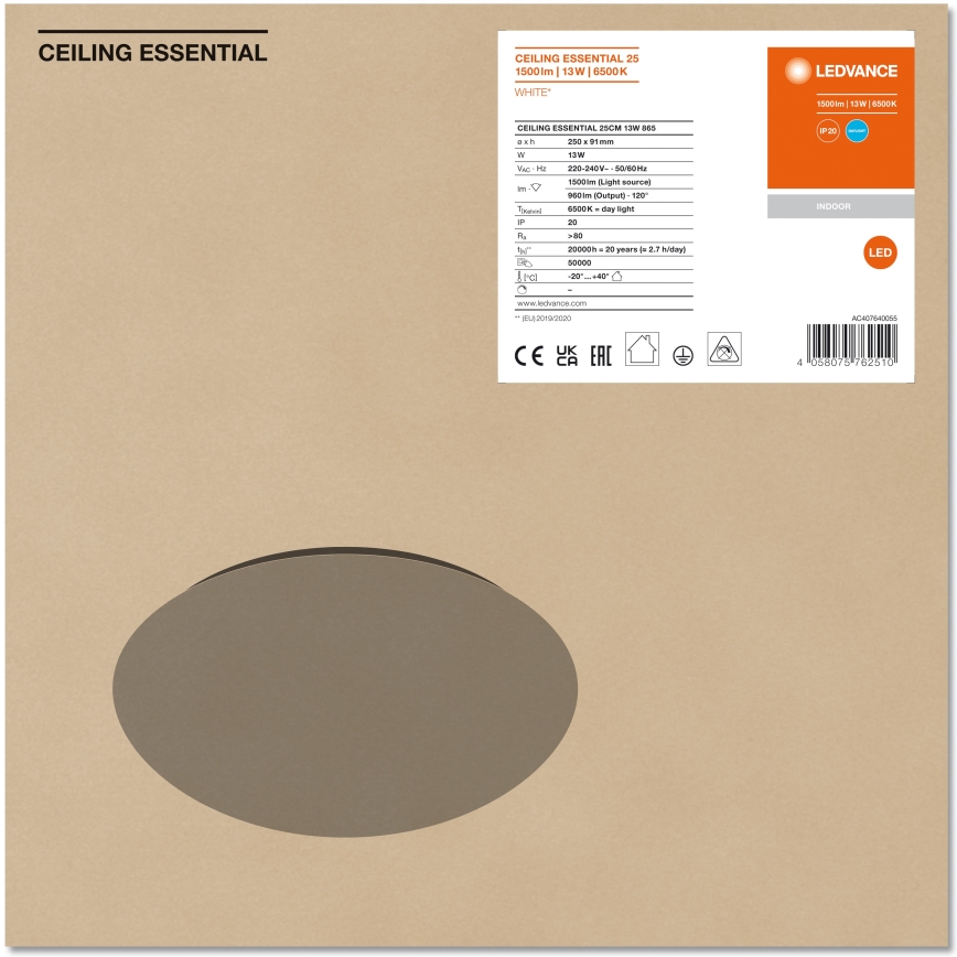 Ledvance - Iluminação de teto LED ESSENTIAL LED/13W/230V 6500K