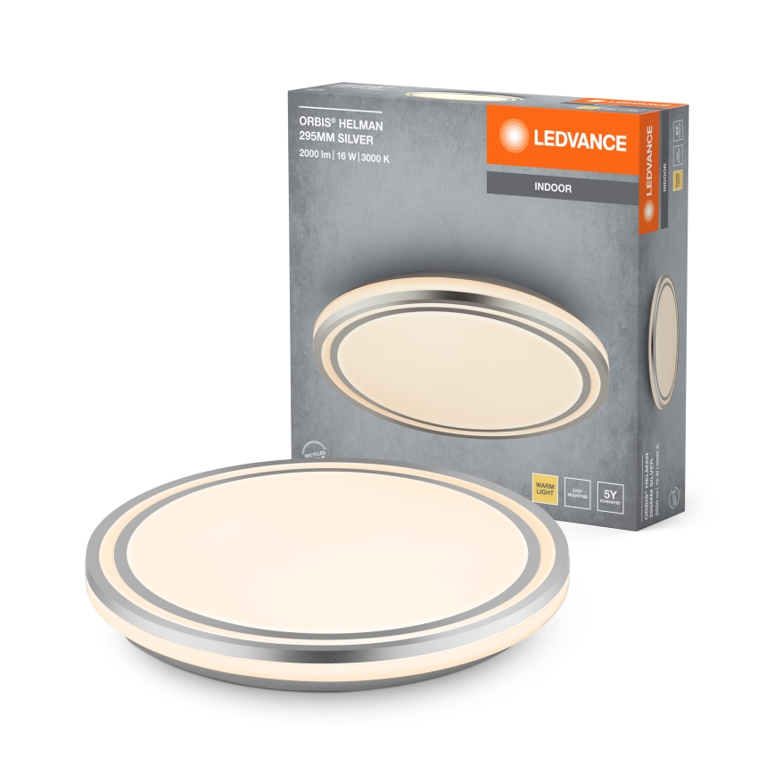 Ledvance - Iluminação de teto LED ORBIS HELMAN LED/16W/230V diâmetro 29,5 cm prateado