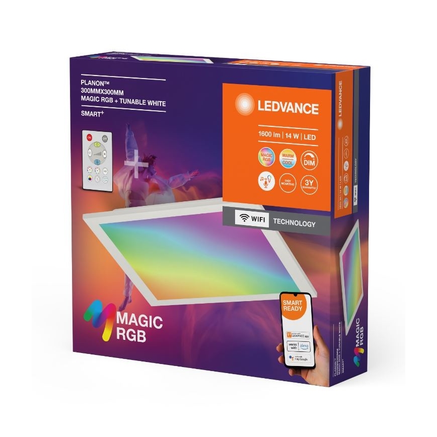 Ledvance - Iluminação de teto LED RGBW com regulação SMART+ MAGIC LED/14W/230V 2700-6500K Wi-Fi + comando