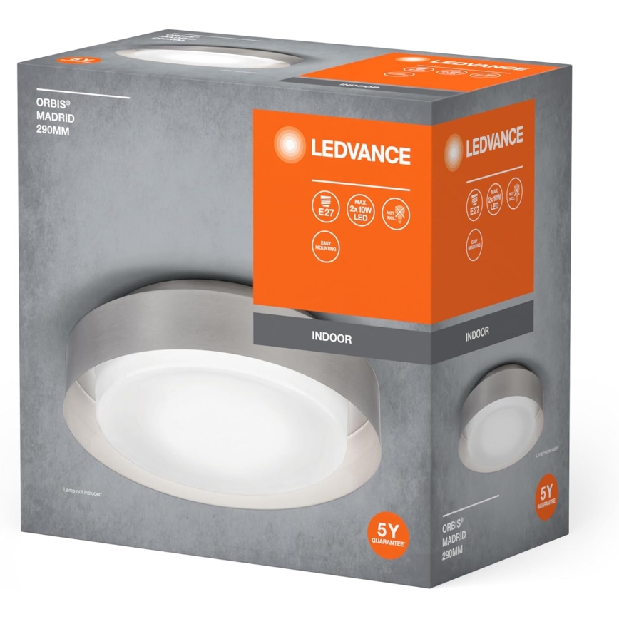 Ledvance - Iluminação de teto ORBIS MADRID 2xE27/10W/230V cromado mate