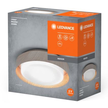 Ledvance - Iluminação de teto ORBIS MADRID 2xE27/10W/230V madeira