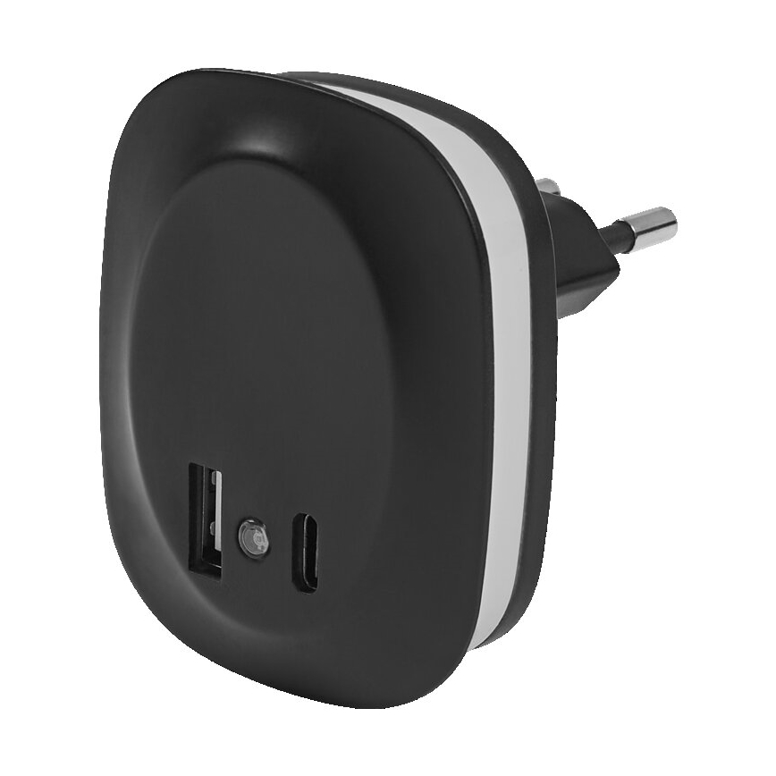 Ledvance - Iluminação noturna de tomada LED com sensor e USB LUNETTA LED/12,5W/230V 3000K preto