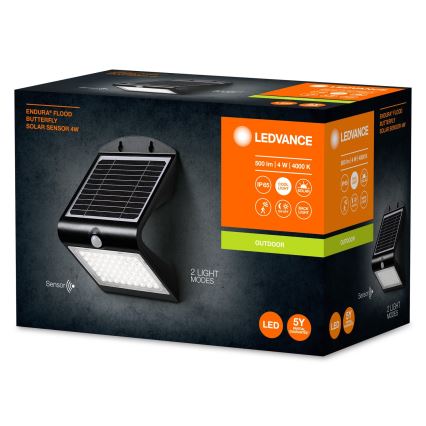Ledvance - Candeeiro de parede LED solar com sensor de movimento e anoitecer BORBOLETA LED/4W/3,7V 2000 mAh IP65
