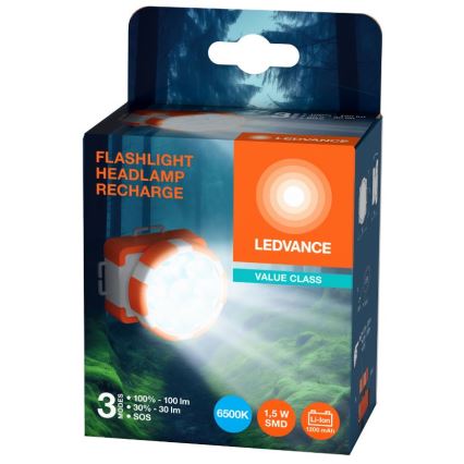 Ledvance - Lanterna de cabeça recarregável LED FLASHLIGHT LED/1,5W/5V 1200 mAh