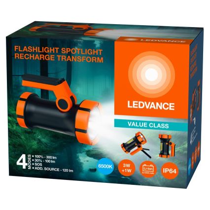Ledvance - Lanterna recarregável LED com power bank FLASHLIGHT LED/3W/5V IP64 2400 mAh