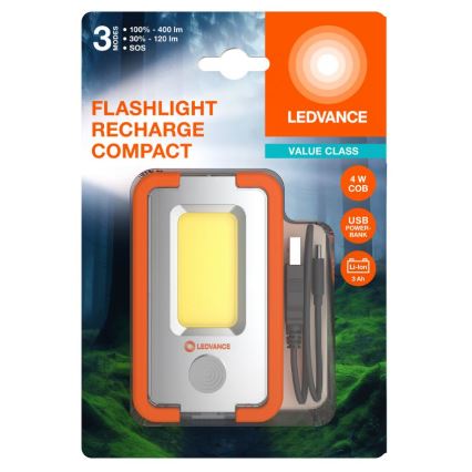 Ledvance - Lanterna recarregável LED com power bank FLASHLIGHT LED/4W/5V 3000mAh IPX2