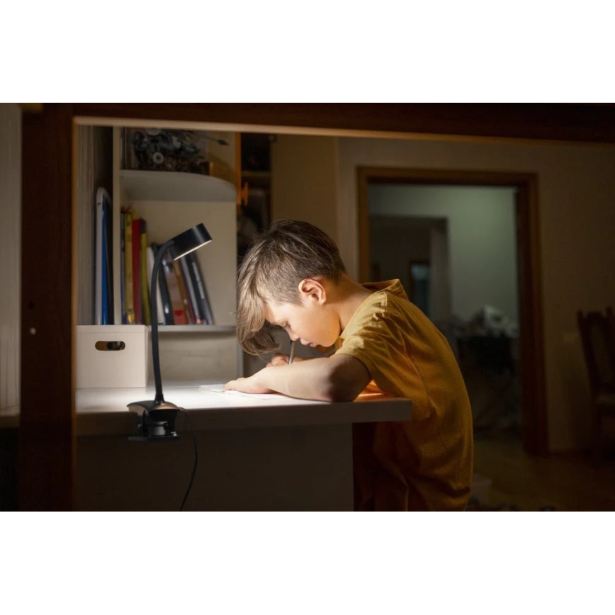 Ledvance - Candeeiro de mesa LED tátil dimável com clipe CYLINDER LED/4,8W/5V 3000-6500K preto