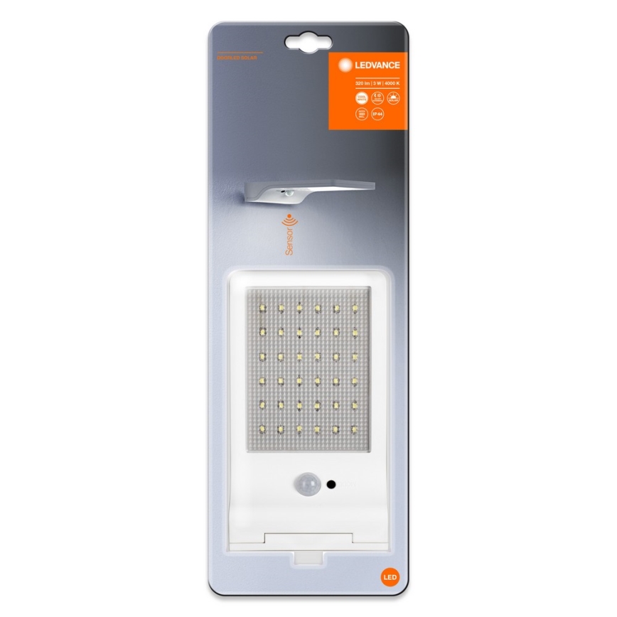 Ledvance - Luminária de parede solar LED com sensor de movimento e crepúsculo DOORLED LED/3W/3,3V 2000 mAh IP44