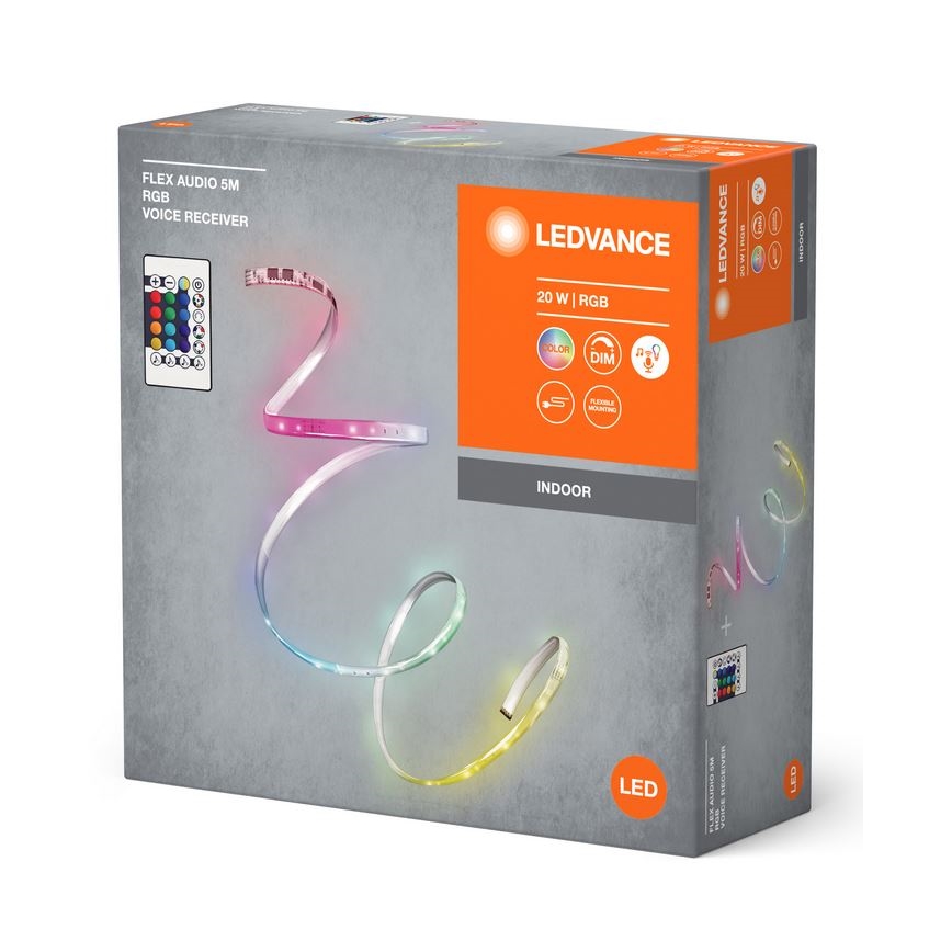 Ledvance - LED RGB Tira com regulação FLEX AUDIO 5m LED/20W/230V + controlo remoto