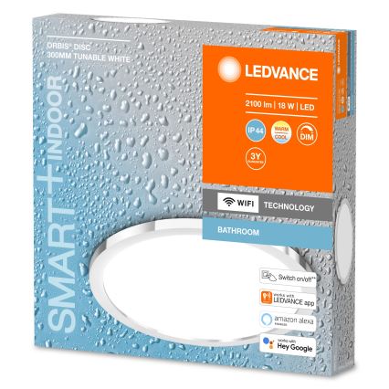 Ledvance - Luminária de banheiro LED dimerizável SMART+ DISC LED/18W/230V 3000-6500K Wi-Fi IP44