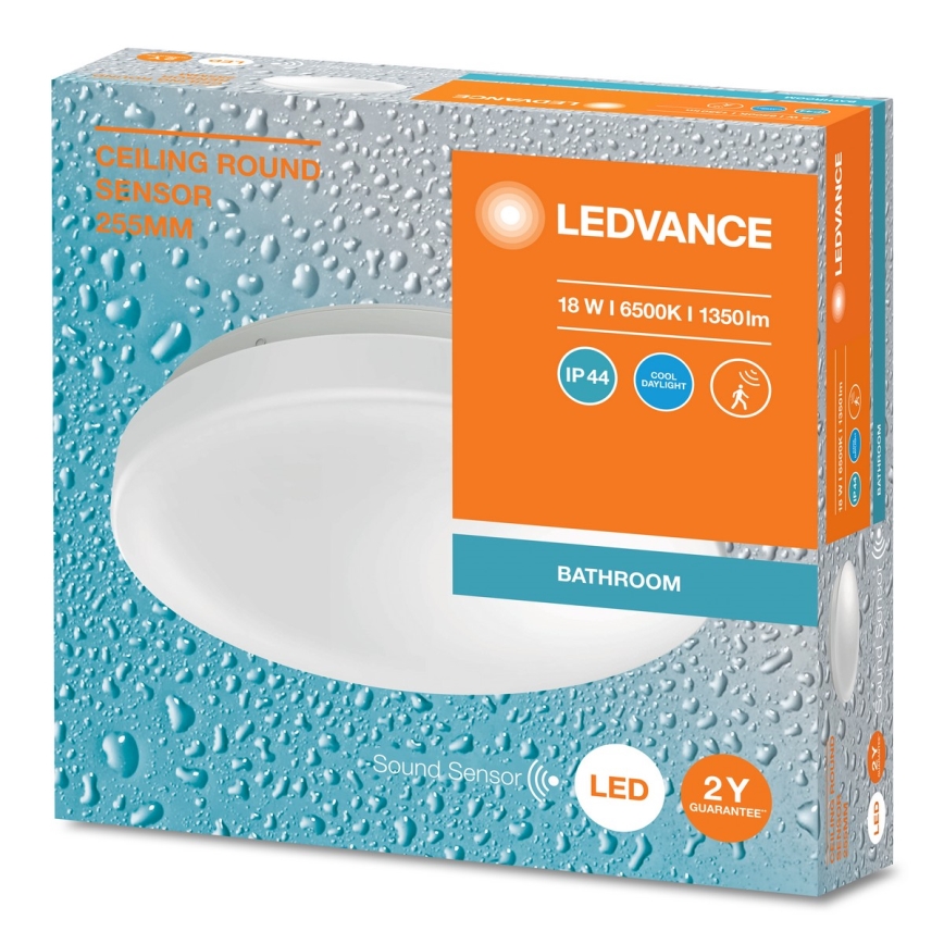 Ledvance - Candeeiro de teto LED para casa de banho com sensor crepuscular CEILING ROUND LED/18W/230V IP44