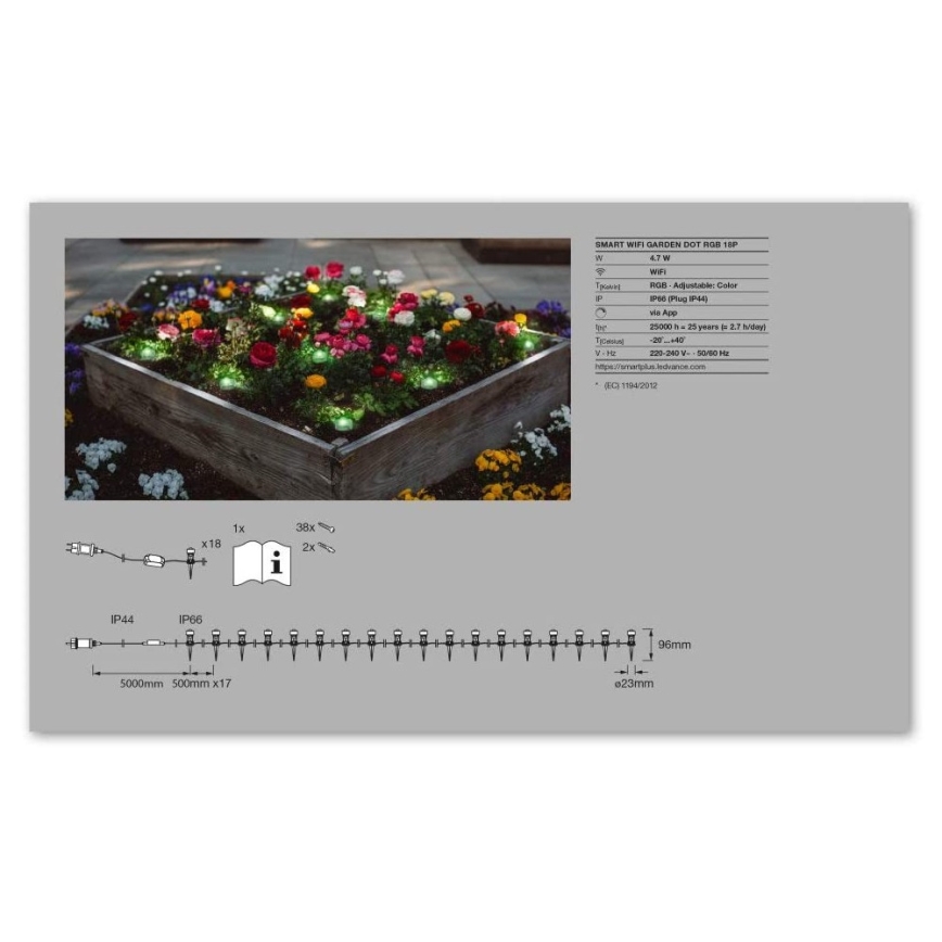 Ledvance - Luminária decorativa exterior LED RGB SMART+ DOT 18xLED/4W/230V IP65 Wi-Fi