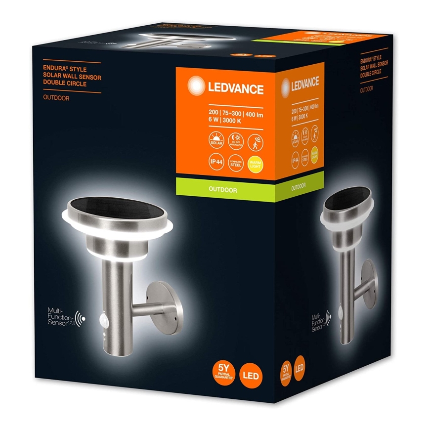 Ledvance - Luminária solar LED regulável com sensor de movimento e crepúsculo CIRCLE LED/6W/3,2V 2200 mAh IP44