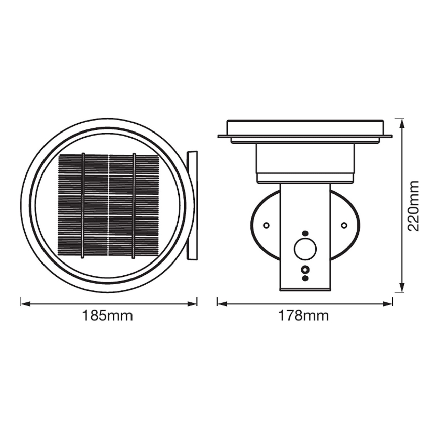 Ledvance - Luminária solar LED regulável com sensor de movimento e crepúsculo CIRCLE LED/6W/3,2V 2200 mAh IP44