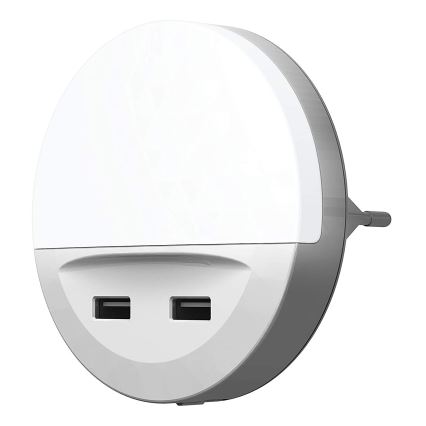 Ledvance - Luz noturna LED para tomada com sensor LUNETTA 2xUSB LED/13W/230V