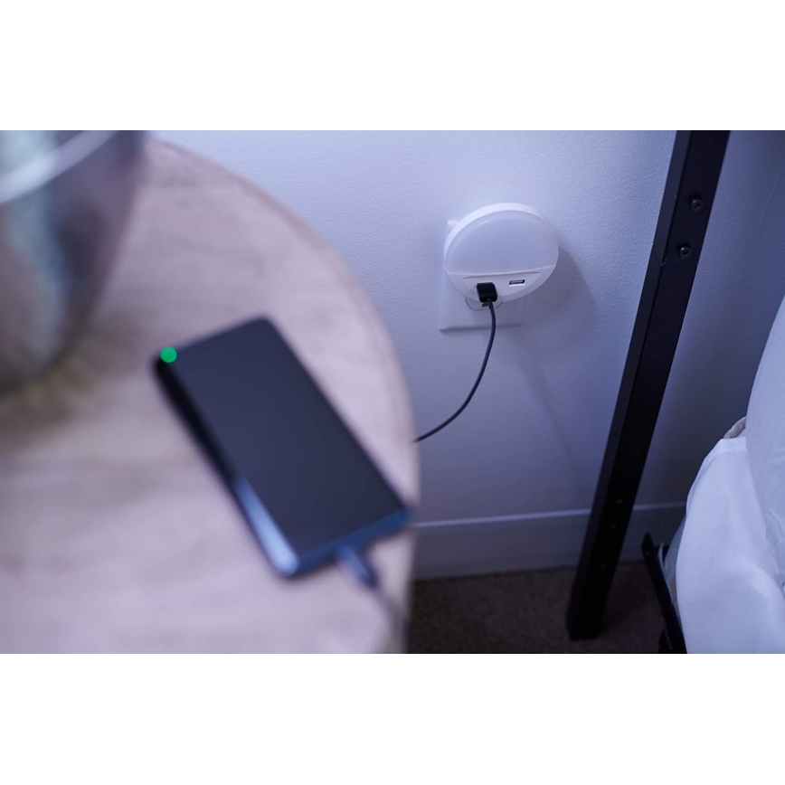 Ledvance - Luz noturna LED para tomada com sensor LUNETTA 2xUSB LED/13W/230V